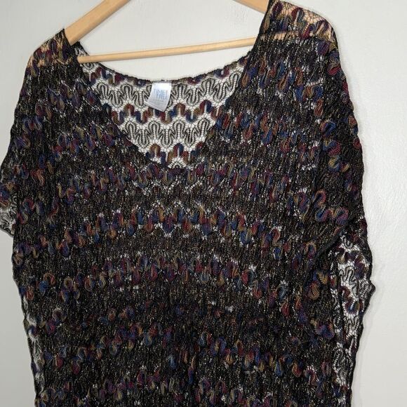 Time and Tru Missy Coverup Large Multi-Color Black Gold Accents Waist Drawstring - Picture 4 of 7